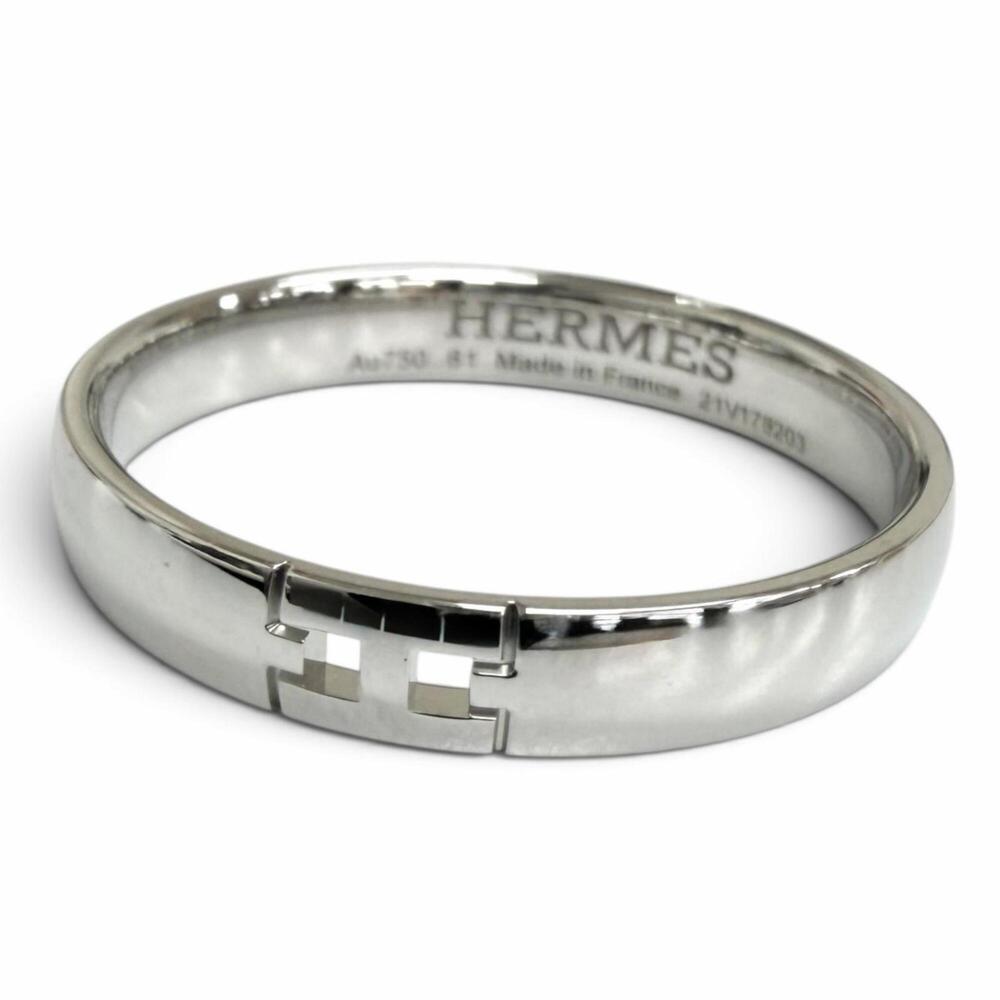 HERMES Hercules H-logo ring, AU750 white gold, size 61, made in France, 2021 ...